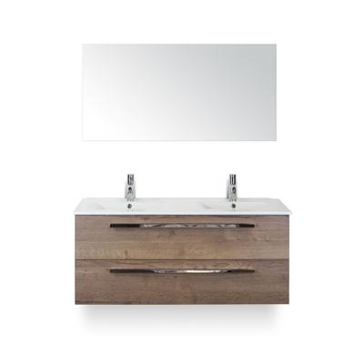 Seville Badmeubelset 120 cm - 2 laden Tabacco - Wastafel Enjoy Dubbel - met Spiegel