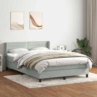 Boxspring met matras fluweel lichtgrijs 160x220 cm - thumbnail