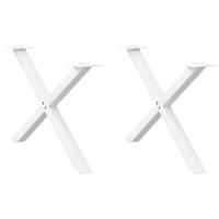 Salontafelpoten 2 st X-vormig 70x(42-43) cm staal wit - thumbnail