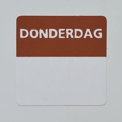 Etiket donderdag wit/bruin 25x25mm 500st