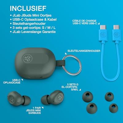 Draadloze Hoofdtelefoon met Oplaadetui JLab IEUEBJBMINIRAQUA124 Turkoois