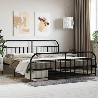Bedframe met hoofd- en voeteneinde metaal zwart 193x203 cm