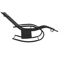 Ligbed schommelend staal en textileen zwart - thumbnail