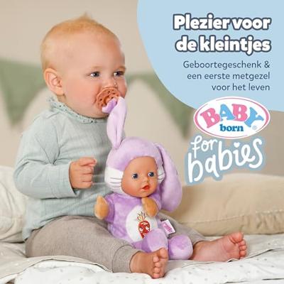 BABY BORN - Zachte konijnenpop met oortjes en vingerzakjes - 26 cm - Pasgeboren