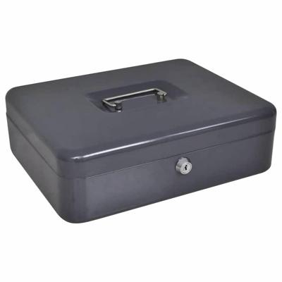 VidaXL Cash box met slot donkergrijs 30 x 24 x 9 cm staal