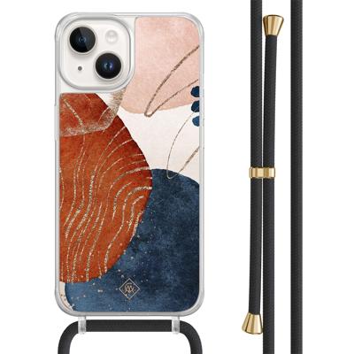 iPhone 14 hoesje met zwart koord - Abstract terracotta