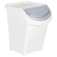 Afvalbakken met deksels stapelbaar 3 st PP 120 L wit - thumbnail