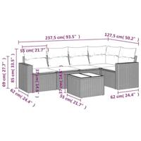 6-delige Loungeset met kussens poly rattan zwart - thumbnail