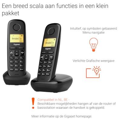 Gigaset A270 DUO Huistelefoon Zwart Gigaset A270 DUO Huistelefoon Zwart