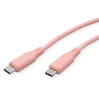 ROLINE USB 2.0 kabel, type C-C, ST/ST, siliconen, 60W, roze, 1 m - thumbnail