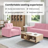 Bankstel 3 pcs Roze 221 x 80 x 80 cm Fluweel - thumbnail