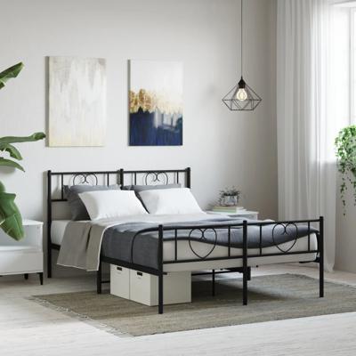 Bedframe met hoofd- en voeteneinde metaal zwart 120x190 cm Bedframe met hoofd- en voeteneinde metaal zwart 120x190 cm