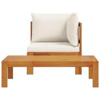 2-delige Loungeset met kussens massief acaciahout - thumbnail