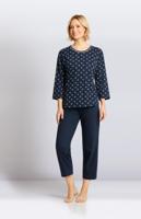 Hajo dames pyjama blauw met 7/8 broek - thumbnail