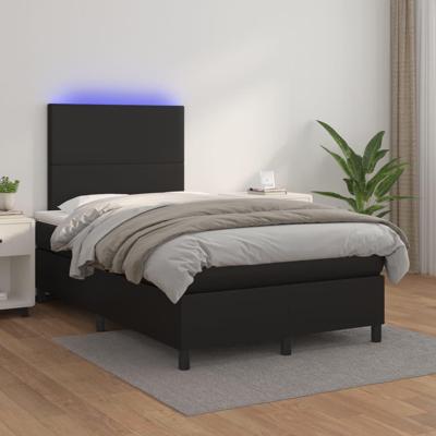 Boxspring met matras en LED kunstleer zwart 120x200 cm