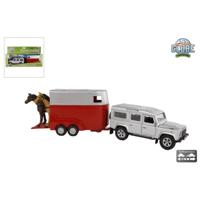 Kids Globe die-cast land rover met paardentrailer 1:32 - thumbnail