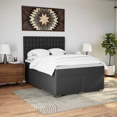 Boxspring met matras kunstleer zwart 140x190 cm