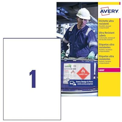 Avery-Zweckform L7917-10 Folie-etiketten 210 x 297 mm Polyethyleen folie Wit 10 stuk(s) Permanent hechtend Laser (kleur), Laser (zwart/wit), Kopiëren (kleur), - thumbnail