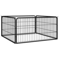 VidaXL Hondenkennel 4 panelen 100x50 cm gepoedercoat staal zwart - thumbnail