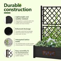 Plantenbak met latwerk 100x43x142 cm PP antraciet - thumbnail