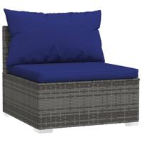 4-delige Loungeset met kussens poly rattan grijs - thumbnail