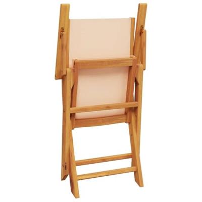 Tuinstoelen 2 st massief acaciahout en stof beige - thumbnail