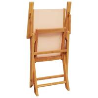 Tuinstoelen 2 st massief acaciahout en stof beige - thumbnail