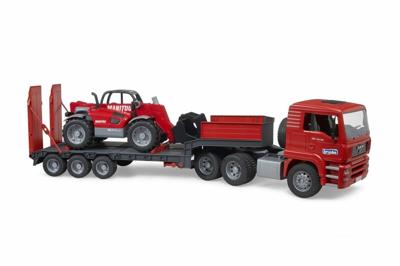bruder MAN TGA dieplader met Manitou MLT633 verreiker modelvoertuig