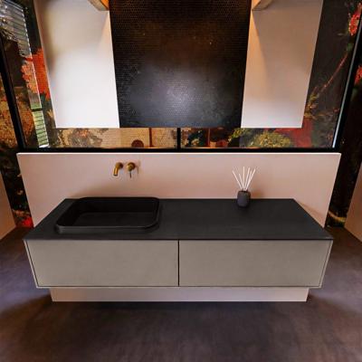 Badkamermeubelset Mondiaz Erin 150 cm met 2 Lades met RIDGE Wastafel Links Urban Zonder Kraangaten Greeploos Mat Smoke Badkamermeubelset Mondiaz Erin 150 cm met 2 Lades met RIDGE Wastafel Links Urban Zonder Kraangaten Greeploos Mat Smoke