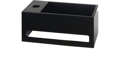 Saqu Tenno fontein links 35x20cm met handdoekhouder mat zwart Saqu Tenno fontein links 35x20cm met handdoekhouder mat zwart