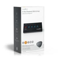 Nedis UHUBUP3510BK Usb-hub 5-poorts Usb 3.0 Met Externe Voeding Qc3.0 Oplaadpoort 5 Gbps Aluminium - thumbnail