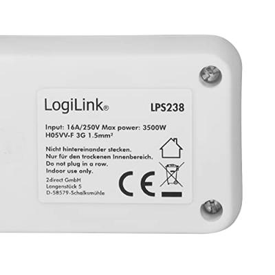 LogiLink LPS238 power uitbreiding 1,5 m 6 AC-uitgang(en) Binnen Wit