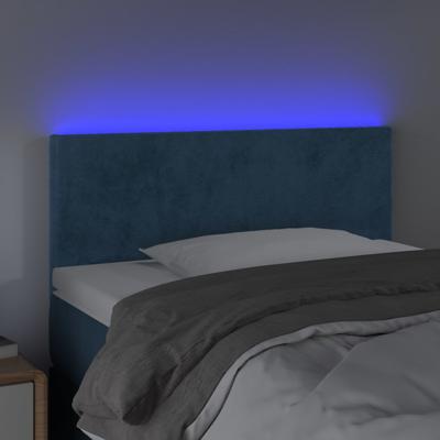 Hoofdbord LED 144x5x78/88 cm fluweel donkerblauw
