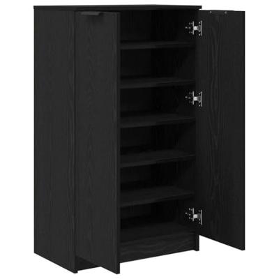 Schoenenkast Zwart eiken 59 x 35 x 100 cm Bewerkt hout