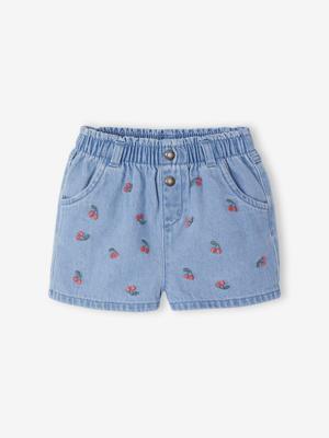 Baby denim short met madeliefborduursel double stone