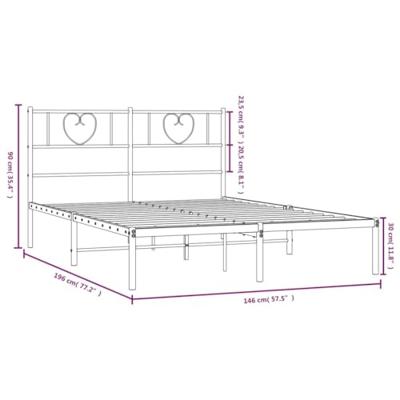 Bedframe met hoofdbord metaal zwart 140x190 cm
