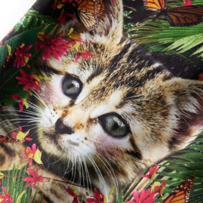 Kinderjurk met lange mouwen kattenprint 128 donkergroen - thumbnail