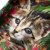 Kinderjurk met lange mouwen kattenprint 116 donkergroen - thumbnail