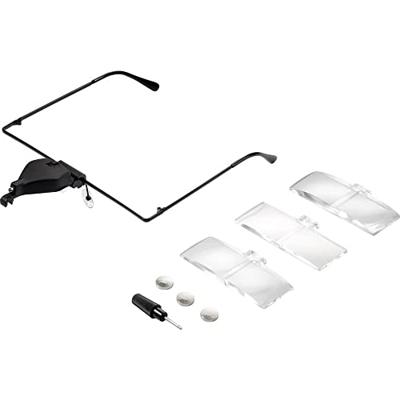 TOOLCRAFT TO-5137812 Loepbril Met LED-verlichting Vergrotingsfactor: 1.5 x, 2.5 x, 3.5 x Lensgrootte: (l x b) 74 mm x 35 mm Helder, Wit