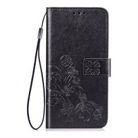 Shop4 - Samsung Galaxy A70 Hoesje - Wallet Case Bloemen Patroon Zwart - thumbnail