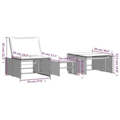 Ligbedden 2 st met tafel poly rattan lichtgrijs - thumbnail