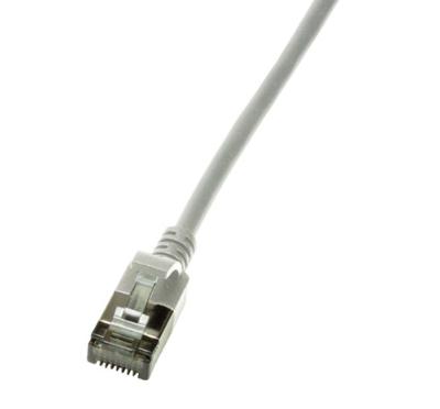 LogiLink CQ9022S RJ45 Netwerkkabel, patchkabel CAT 6A U/FTP 0.50 m Grijs Extreem dun, Vlambestendig, Flexibel, Folie afscherming, Halogeenvrij, Snagless,