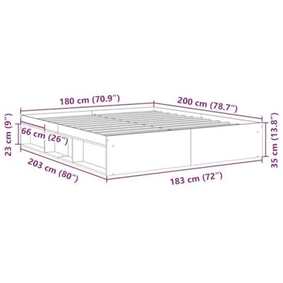 Bedframe zwart 180x200 cm Super King Size