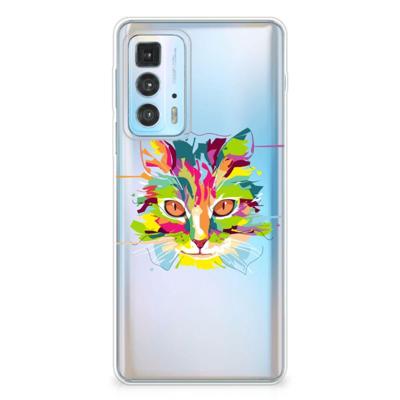 Motorola Edge 20 Pro Telefoonhoesje met Naam Cat Color Motorola Edge 20 Pro Telefoonhoesje met Naam Cat Color
