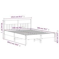 Bedframe zonder matras massief grenenhout wasbruin 150x200 cm - thumbnail
