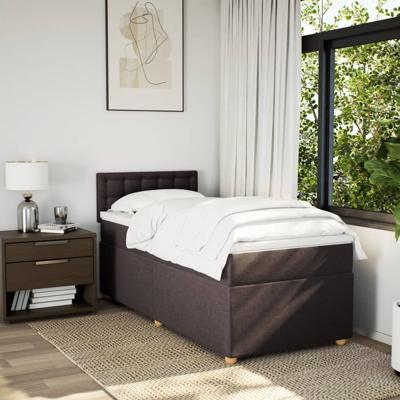 Boxspring met matras stof donkerbruin 200x200 cm