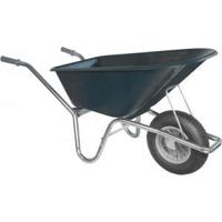 Kruiwagen verzinkt 100 liter groen met binnen- en buitenband - thumbnail