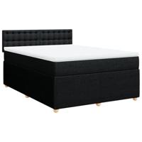 Boxspring met matras stof zwart 140x190 cm - thumbnail