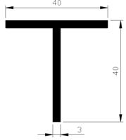T-profiel alu brute 40x40x3mm (3mtr) - thumbnail