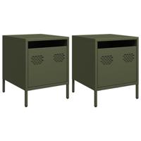 Nachtkastjes 2 st 35x39x43,5 cm staal olijfgroen - thumbnail